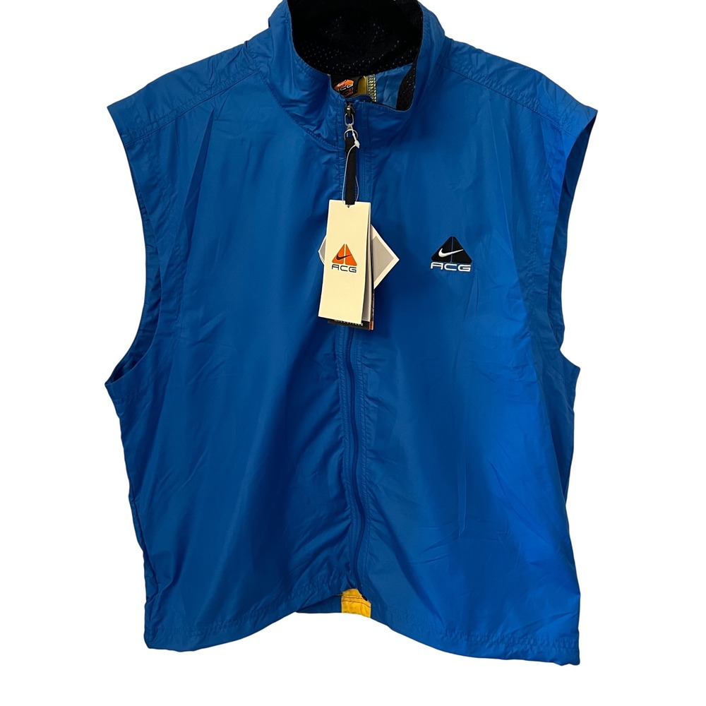 Nike ACG Vintage NWT Blue Yellow Windbreaker Vest Mens Large